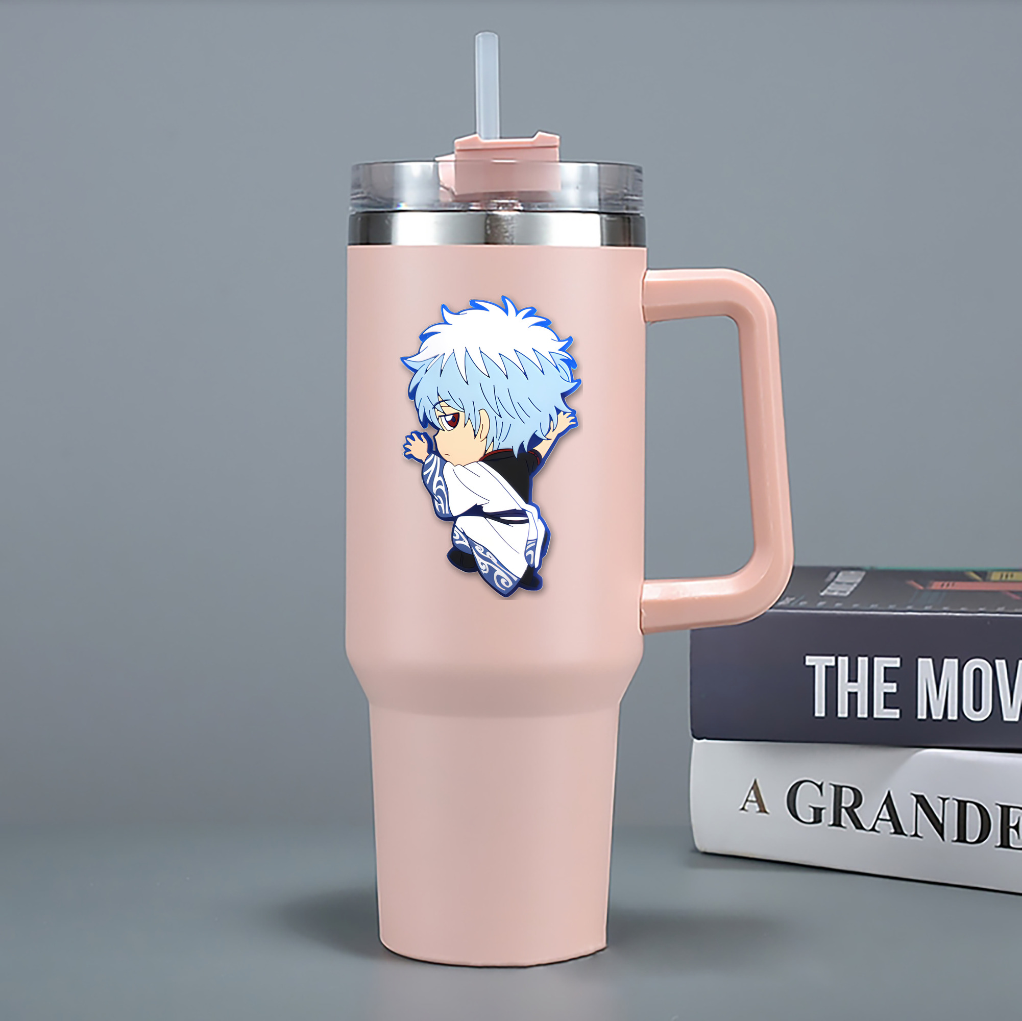 （画像用） ぎんたま 坂田銀時（さかたぎんとき） 神楽 志村新八（しむら しんぱち） GINTAMA Sakata Gintoki Kagura Shimura Shinpachi 1200mL車用タンブラー - クリスタルステッカー（プラスチックストロー付き）